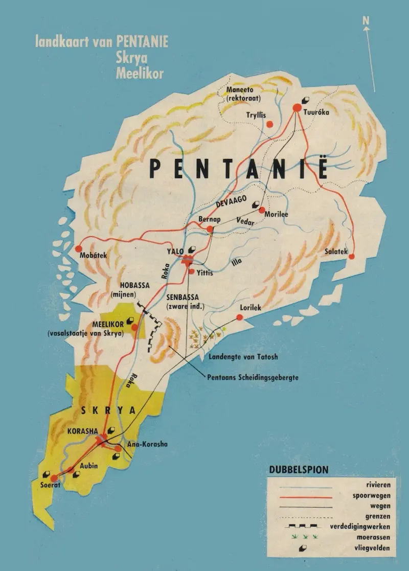 Landkaart van Pentanië, Skrya en Meelikor
