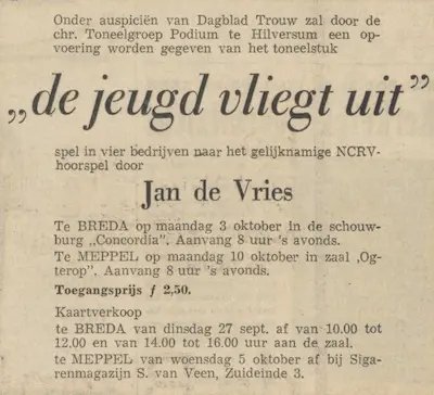 Advertentie in Trouw van 28 september 1960.