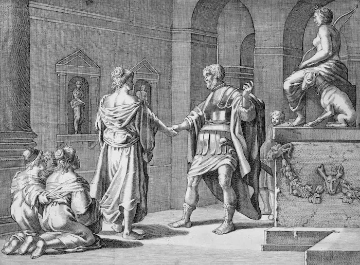 Jason en Medea bij het altaar van Diana