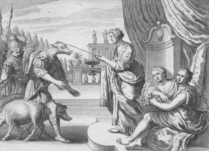 Circe verandert Odysseus´ metgezellen in zwijnen